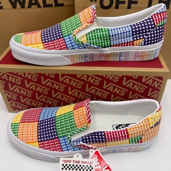 Vans Men's Shoes - Multicolor Classic Slip-On (Pride) Multi/True White Sneakers